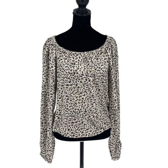 Anthropologie Womens Animal Print Cascais Off The Shoulder Top‎ Small - Picture 1 of 8